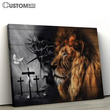 Lion Of Judah And Jesus Portrait Large Canvas - Christian Canvas Prints - Religious Canvas Art