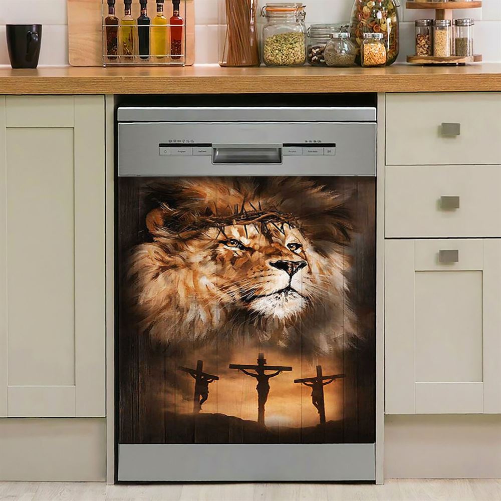 Lion Of Judah Dishwasher Cover, Lion Dishwasher Wrap, Christian Kitchen Decoration