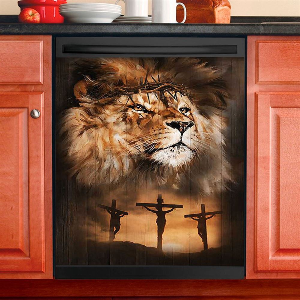 Lion Of Judah Dishwasher Cover, Lion Dishwasher Wrap, Christian Kitchen Decoration