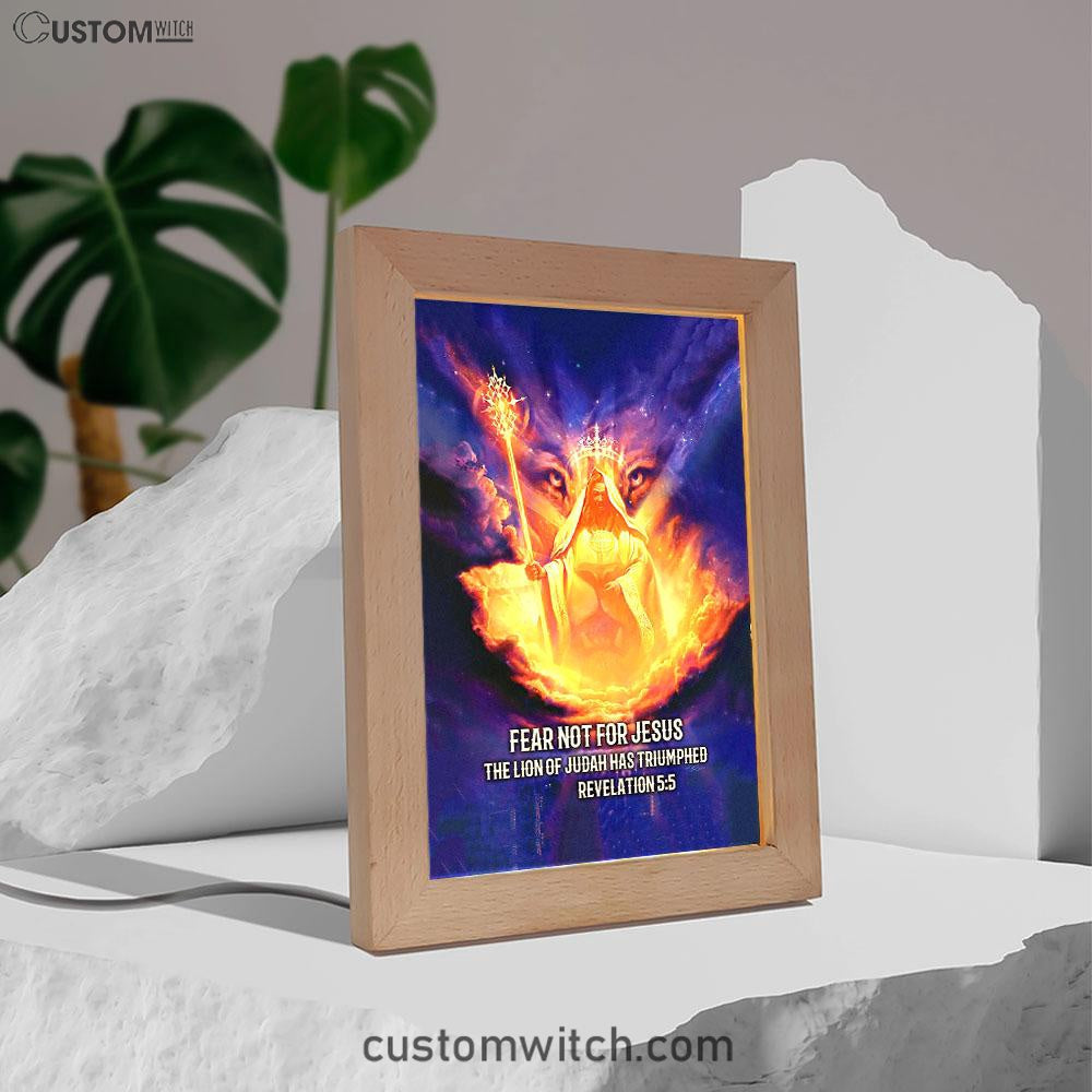 Lion Of Judah Fear Not For Jesus Frame Lamp Art - Revelation 5 5 Frame Lamp - Jesus Frame Lamp Pictures - Christian Night Light
