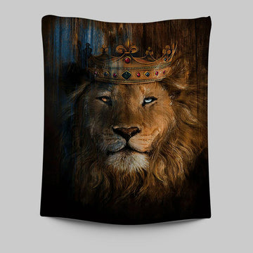 Lion Of Judah Gorgeous Crown Tapestry - Christian Wall Art - Religious Home Decor