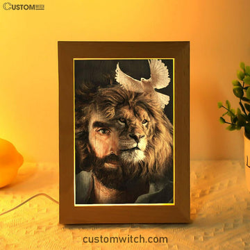 Lion Of Judah Jesus And The Dove Frame Lamp Prints - Jesus Christ Frame Lamp Art - Christian Decor
