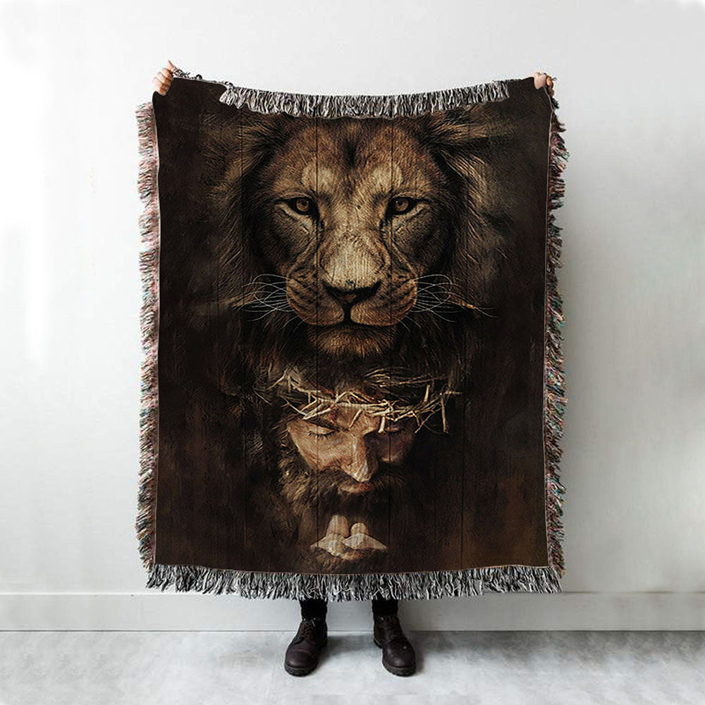 Lion Of Judah Jesus Face Woven Blanket - Lion Woven Blanket Print - Christian Throw Blanket - Religious Home Decor