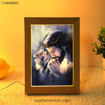 Lion Of Judah Jesus Prayer Frame Lamp - Lion Frame Lamp Print - Christian Art - Religious Home Decor