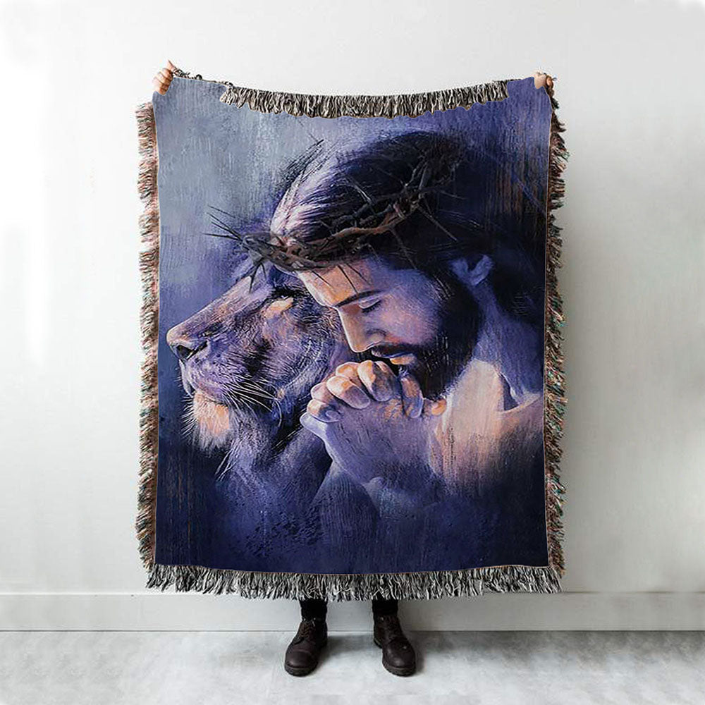 Lion Of Judah Jesus Prayer Woven Blanket - Lion Woven Blanket Print - Christian Throw Blanket - Religious Home Decor