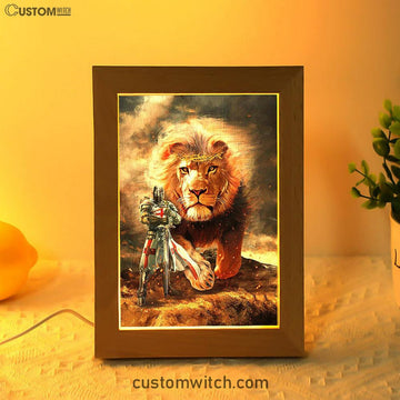 Lion Of Judah Knight Of God Frame Lamp - Lion Frame Lamp Print - Christian Art - Religious Home Decor