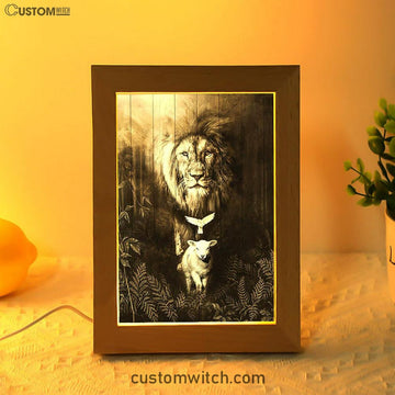 Lion Of Judah Lamb Of God Dove Frame Lamp - Lion Frame Lamp Print - Christian Art - Religious Home Decor