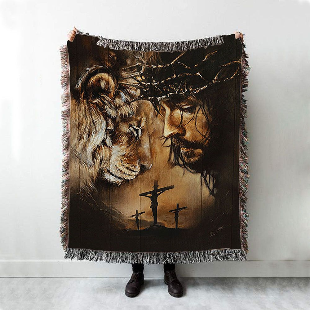 Lion Of Judah Woven Blanket - Lion Woven Blanket Print - Christian Throw Blanket - Religious Home Decor
