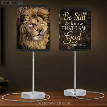 Lion Psalm 4610 Be still I am God Table Lamp Gift - Bible Verse Table Lamp - Religious Bedroom Decor
