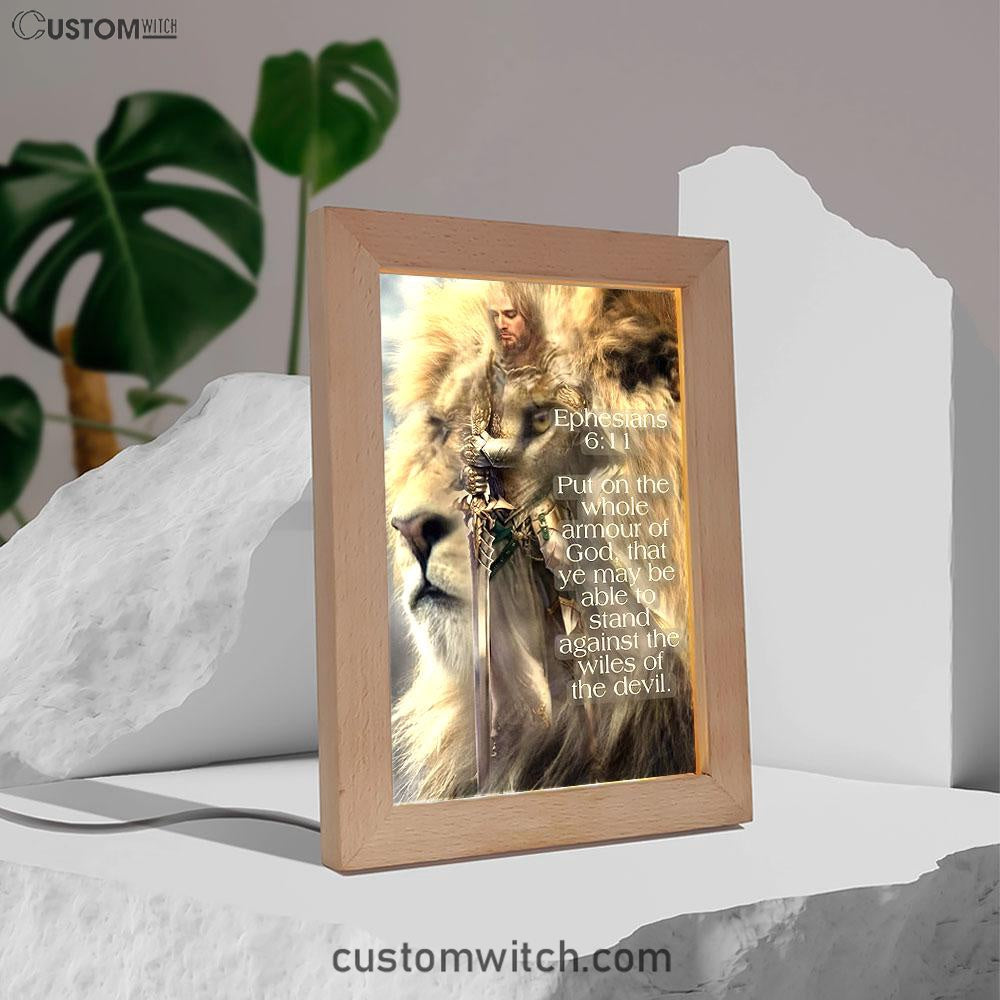Lion Put On The Armor Of God Frame Lamp Prints - Lion Frame Lamp Art - Christian Inspirational Frame Lamp