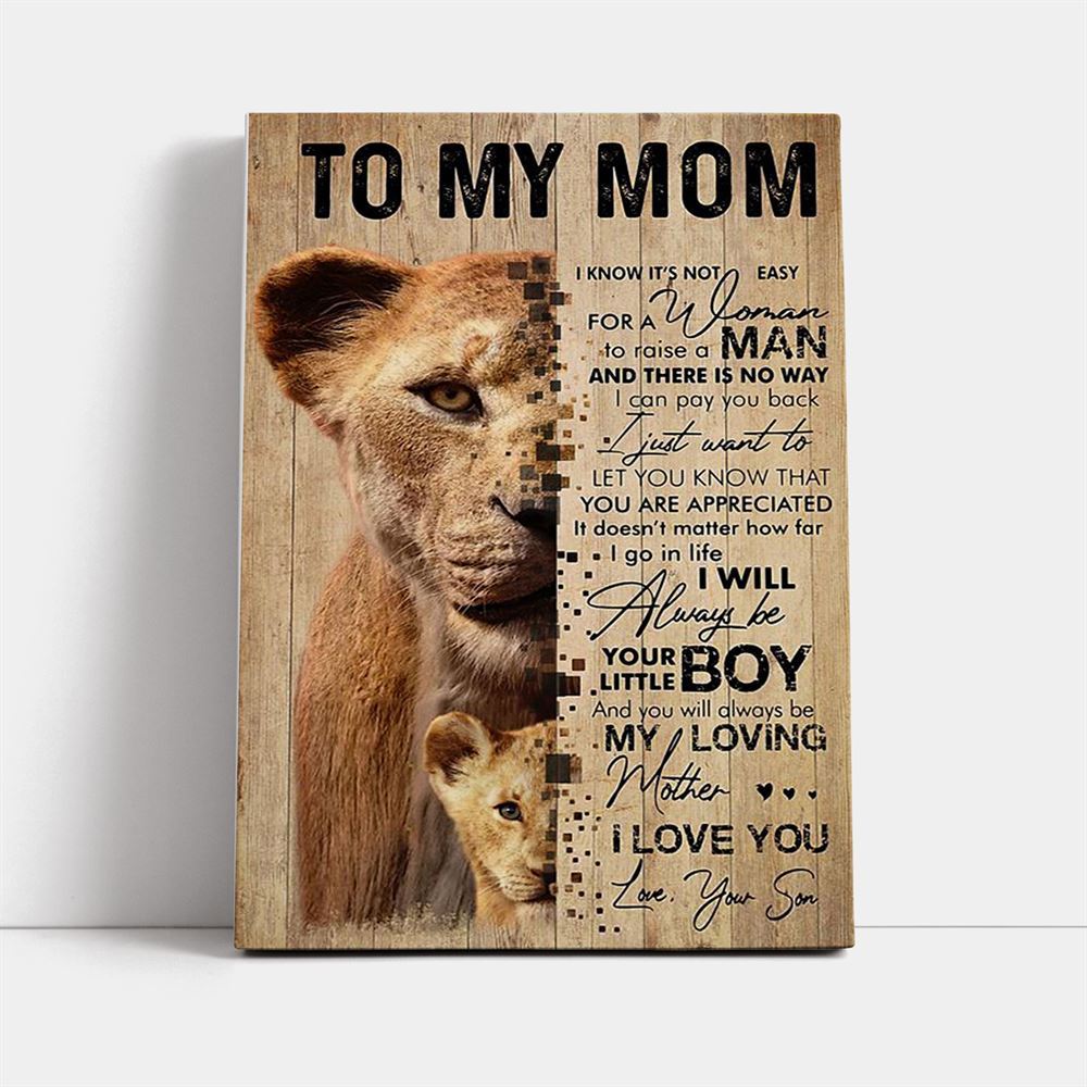 Lion Son To My Mom I Love You Canvas Mother&#39;S Day Gift, Mother&#39;s Day Canvas Art, Gift For Mom, Birthday Gift, Mother&#39;s Day Wall Art