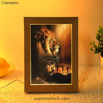 Lion The Face Of Jesus Crown Of Thorn Jesus Painting Frame Lamp Art - Christian Art - Bible Verse Art - Religious Home Decor