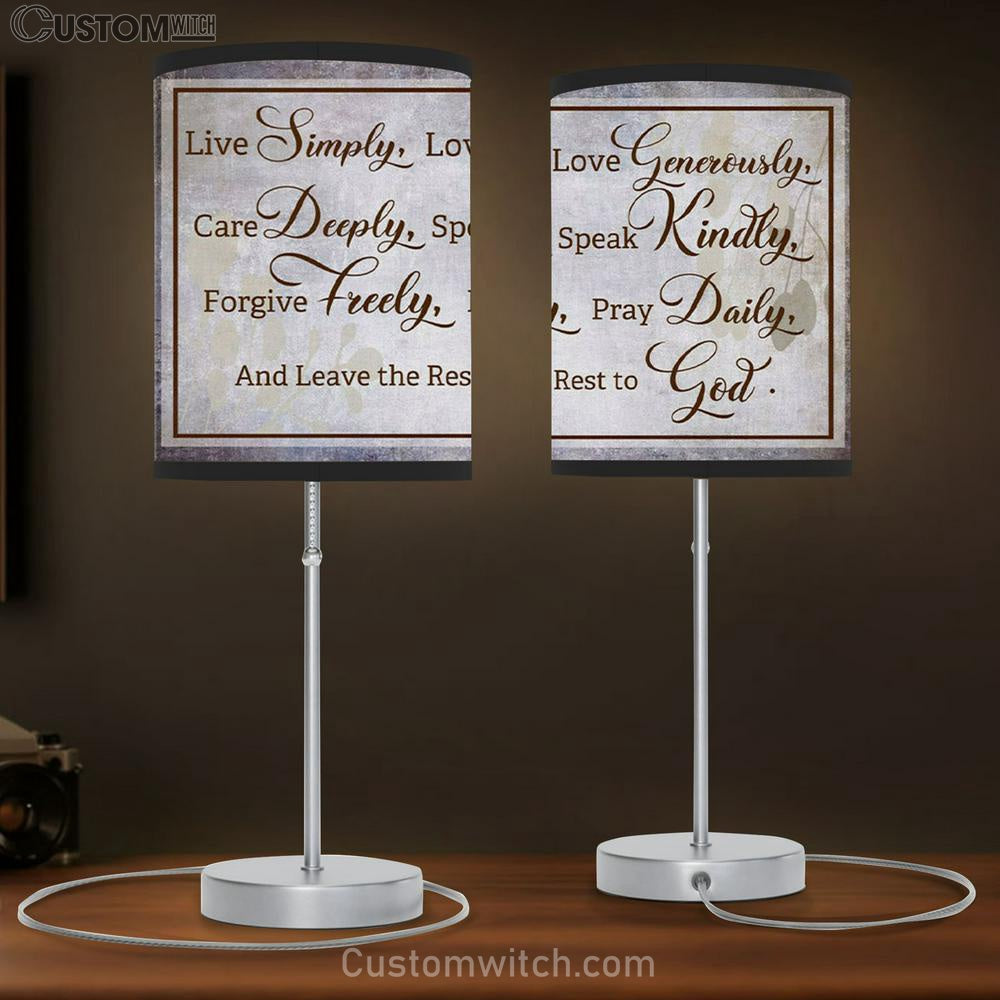 Live Simply Love Generously Table Lamp Gift - Christian Bedroom Decor