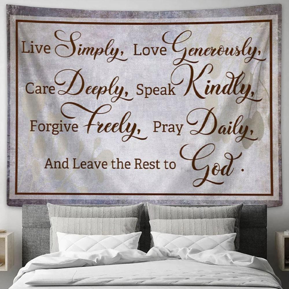 Live Simply Love Generously Tapestry Wall Art - Christian Wall Decor