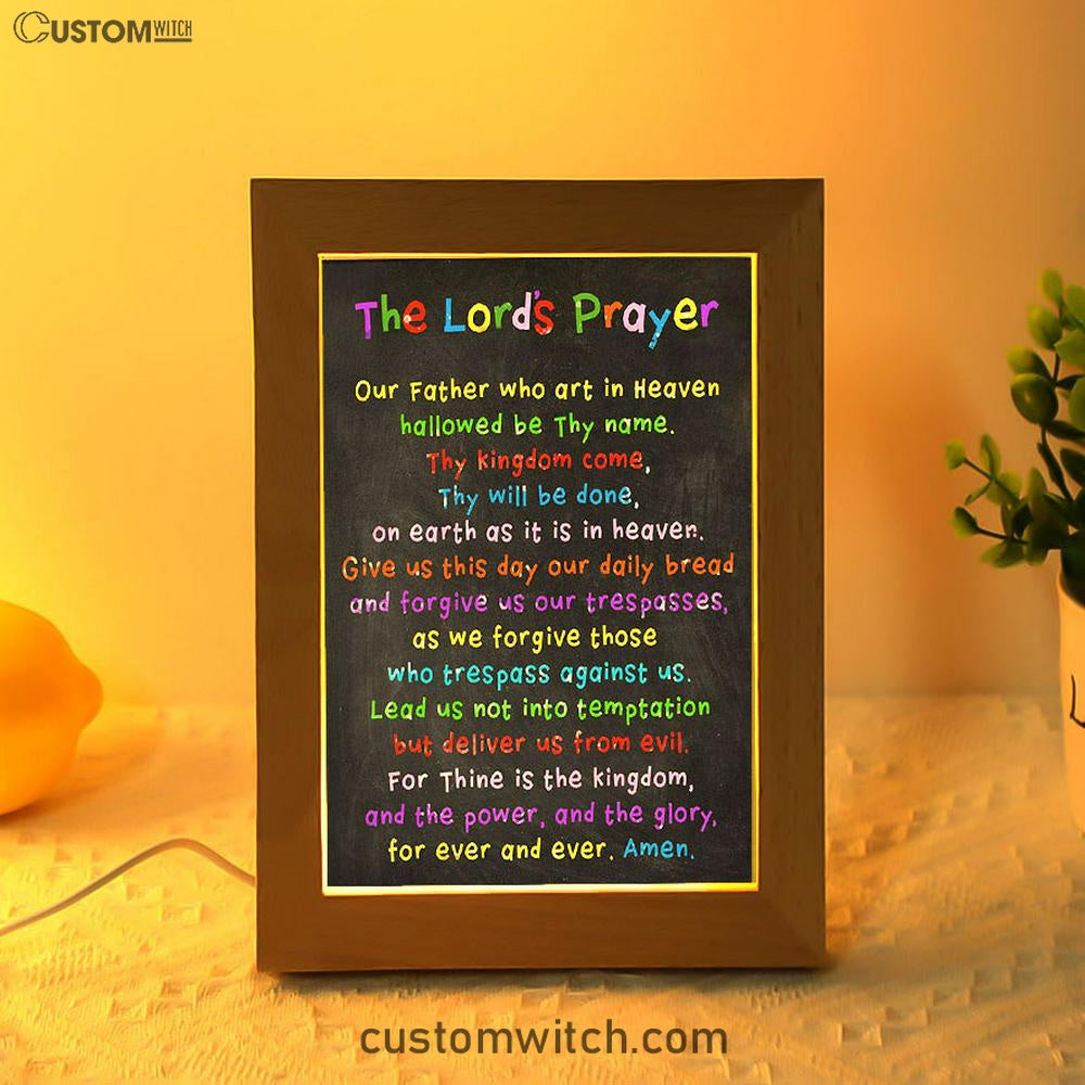 Lords Prayer Frame Lamp Decor - Catholic Gifts For Bible - Christian Night Light Decor