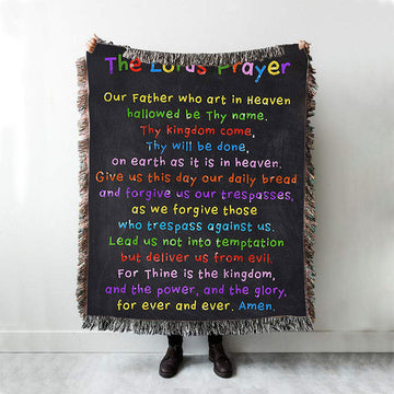 Lords Prayer Woven Boho Blanket - Catholic Gifts For Bible - Christian Woven Throw Blanket Decor