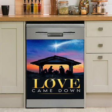 Love Came Down Christian Christmas Dishwasher Cover, Bible Verse Dishwasher Wrap, Scripture Kitchen Decoration