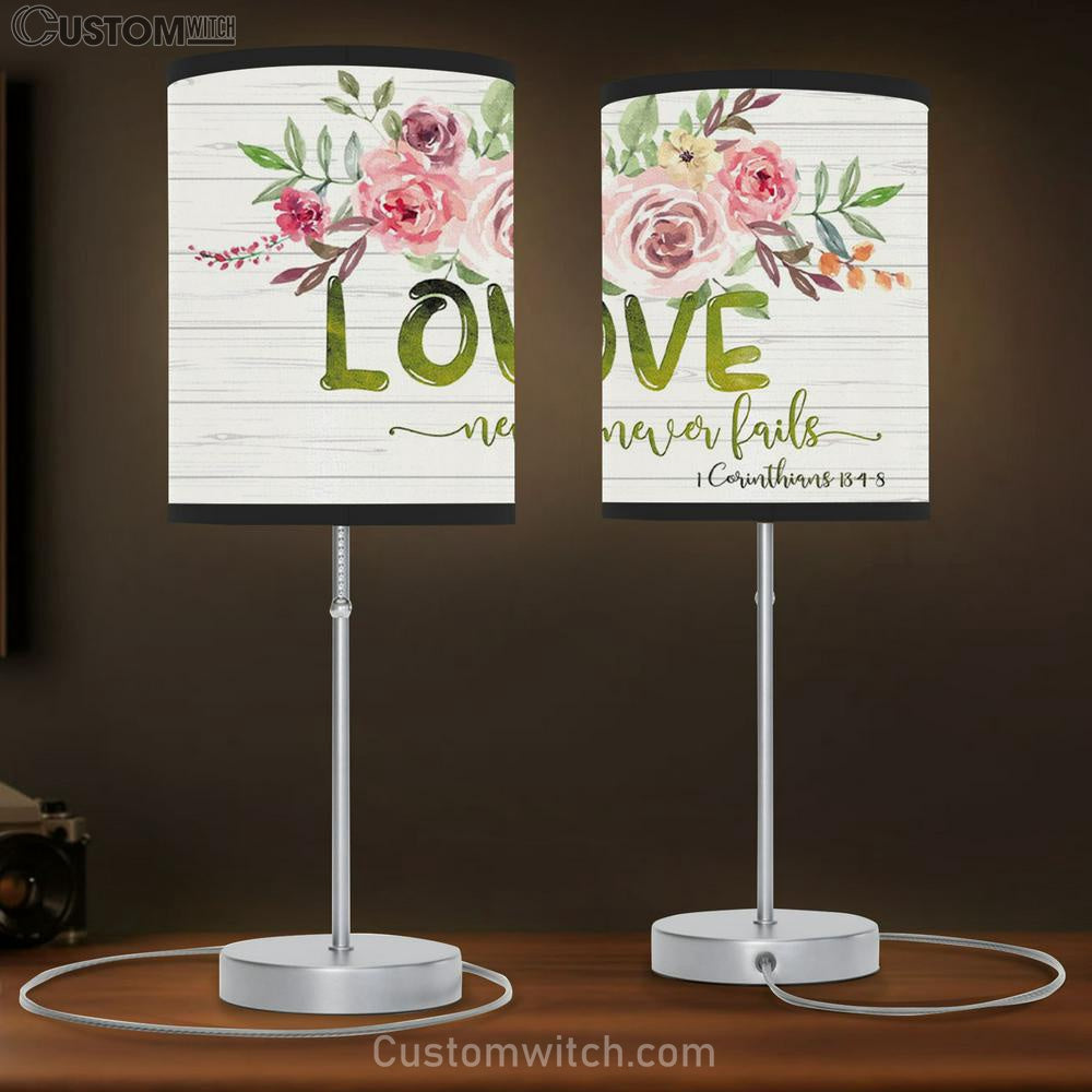 Love Never Fails 1 Corinthians 134-8 Table Lamp Gift - Christian Bedroom Decor