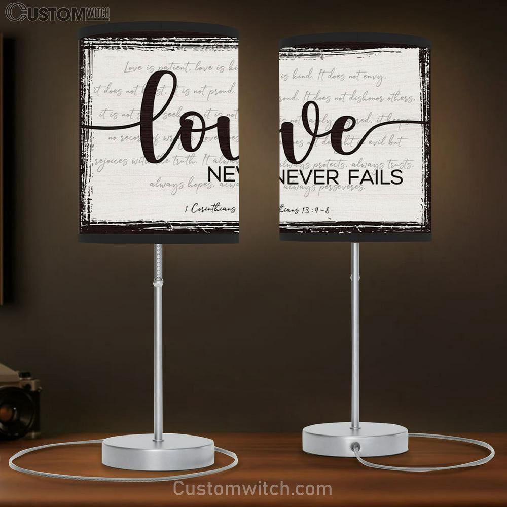 Love Never Fails 1 Corinthians 134-8 Table Lamp Gift Christian Gifts - Christian Bedroom Decor