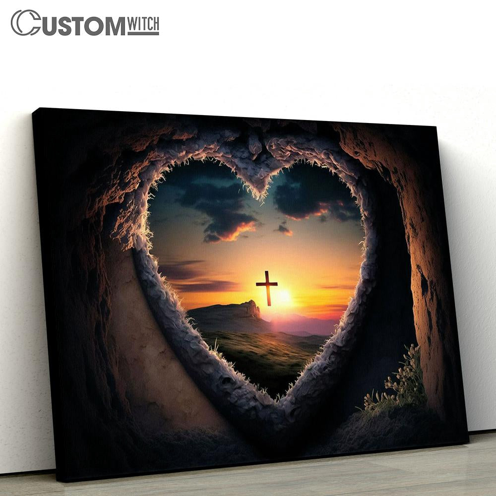 Love Pray Cross Sunset Canvas Pictures - Faith Art - Christian Canvas Wall Art Decor