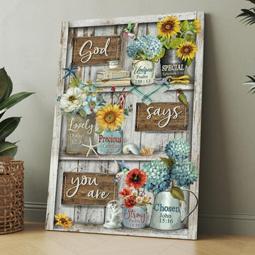 Lovely Flower Garden, Colorful Hummingbird, God Says You Are Canvas, Christmas Gift for Christian