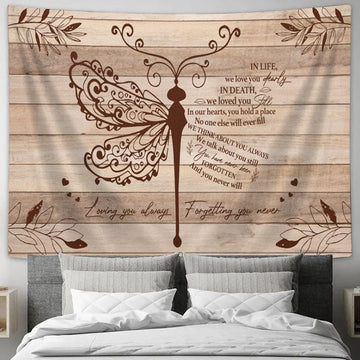 Loving You Always Forgetting You Never Dragonfly Flower Leaf Large Tapestry - Christian Tapestry Prints - Religious Tapestry Art