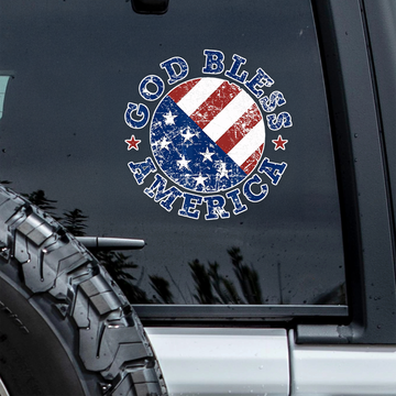 God Bless America US Flag Car Window Decal Sticker
