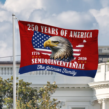 Custom Family Name 250 Years Of America Patriotic House Flag