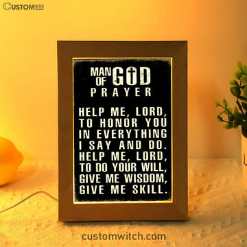 Man Of God Prayer Frame Lamp Prints - Decor For Men - Christian Gifts For Men Husband Him