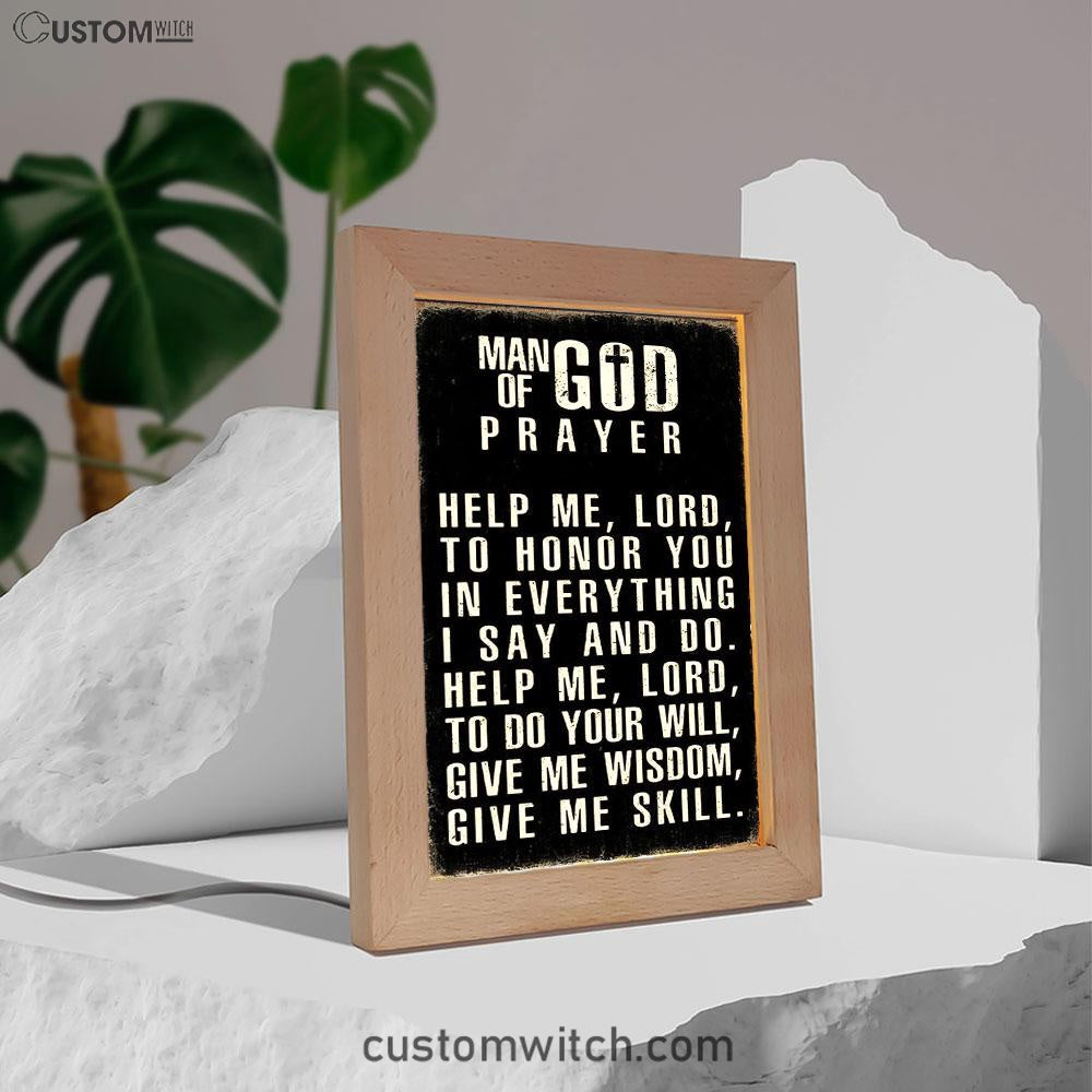 Man Of God Prayer Frame Lamp Prints - Decor For Men - Christian Gifts For Men Husband Him