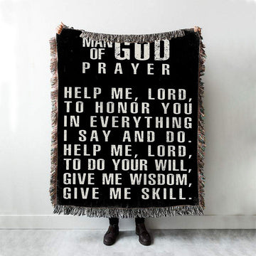 Man Of God Prayer Woven Blanket Prints - Boho Blanket For Men - Christian Gifts For Men Husband Him