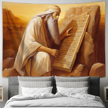 Man Reading Book Tapestry Pictures - Faith Art - Christian Tapestry Wall Art Decor