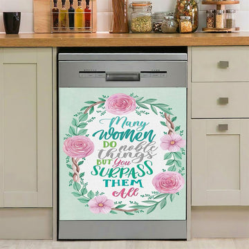Many Women Do Noble Things Proverbs 3129 Dishwasher Cover, Christian Dishwasher Wrap, Religious Kitchen Decoration