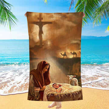 Maria And Jesus Beach Towel - Jesus Beach Towel Pictures - Christian Beach Towel