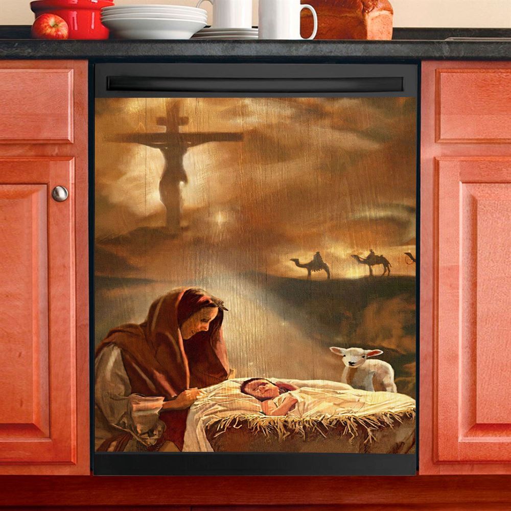 Maria And Jesus Dishwasher Cover, Jesus Dishwasher Wrap, Christian Kitchen Decoration