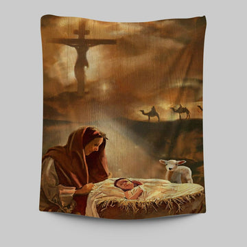 Maria And Jesus Tapestry Wall Art - Jesus Tapestry Pictures - Christian Tapestries Wall Art