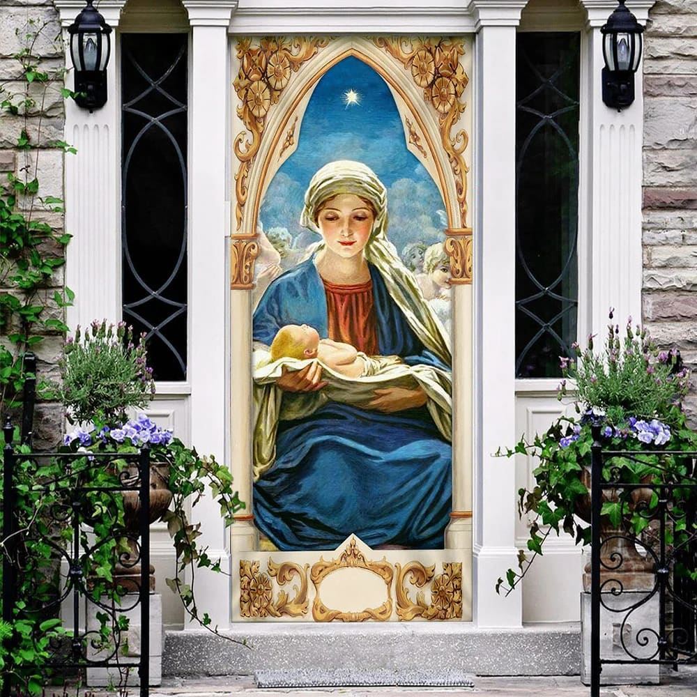 Mary Gives Birth To Jesus Door Cover, Christian Door Decor, Door Christian Church, Christian Door Plaques
