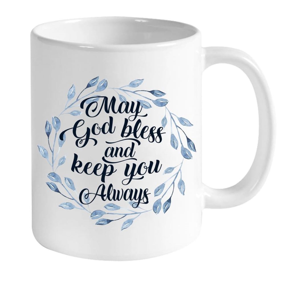 May God Bless And Keep You Always, Personalized Custom Photo Mug, Christian Mug, Bible Mug, Faith Gift, Encouragement Gift
