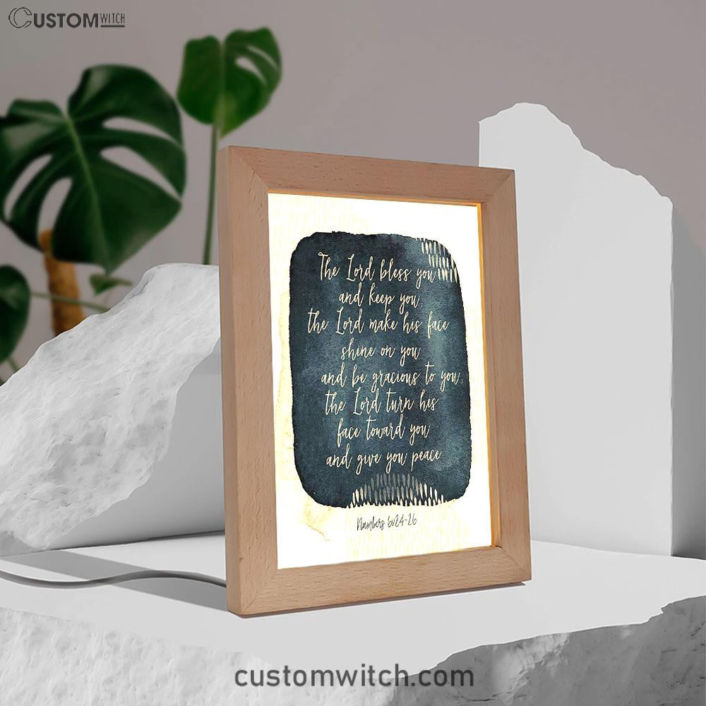 May The Lord Bless You And Keep You - Frame Lamp Art - Christian Night Light Decor