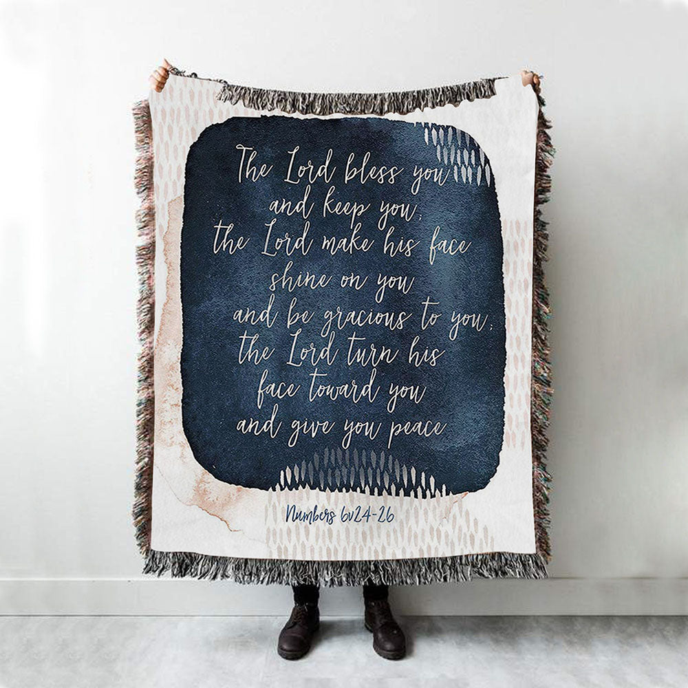 May The Lord Bless You And Keep You - Woven Throw Blanket - Christian Woven Throw Blanket Decor