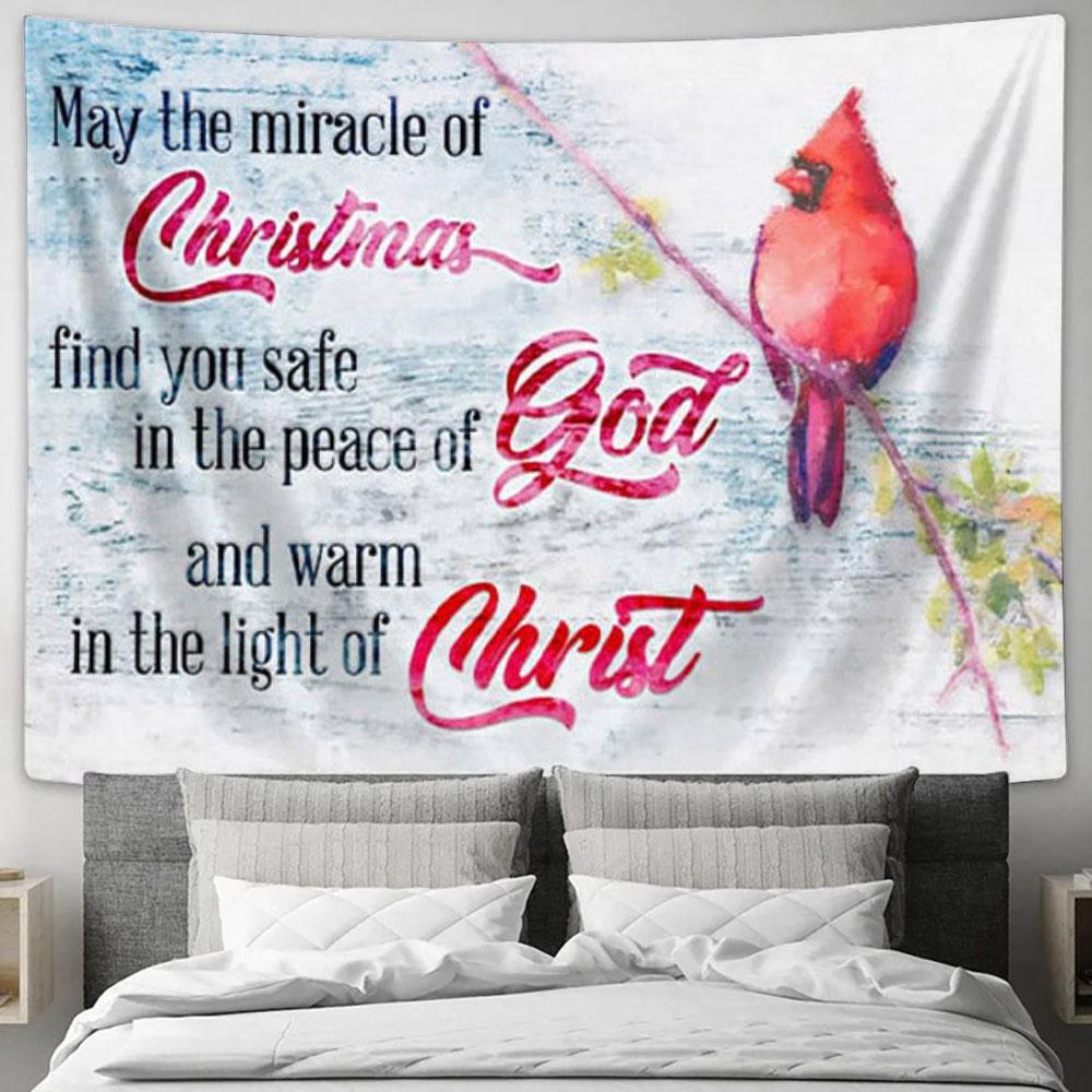 May The Miracle Of Christmas Cardinal Tapestry Wall Art - Christian Wall Decor