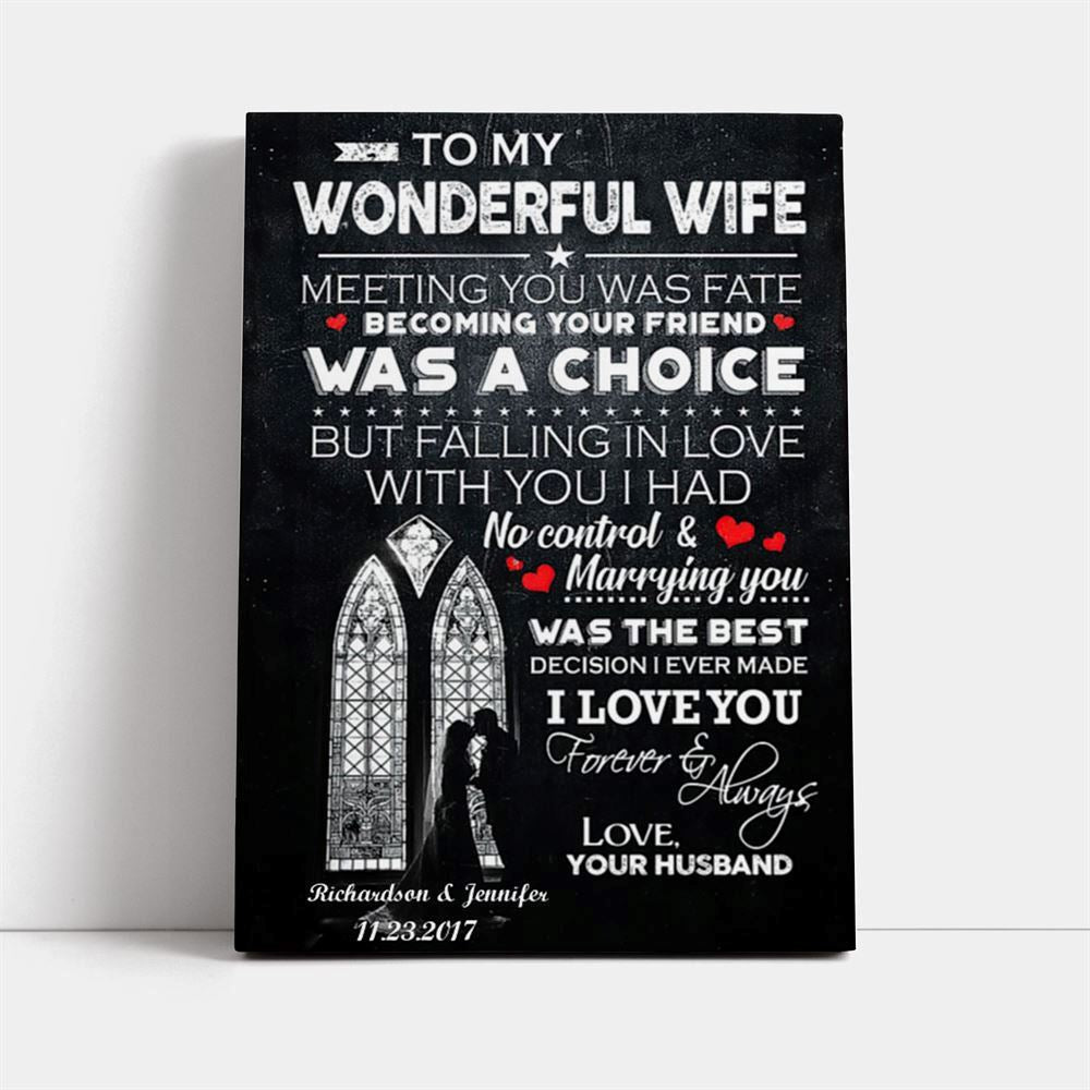 Meeting You Was Fate My Wonderful Wife Canvas, Mother&#39;s Day Canvas Art, Gift For Mom, Birthday Gift, Mother&#39;s Day Wall Art