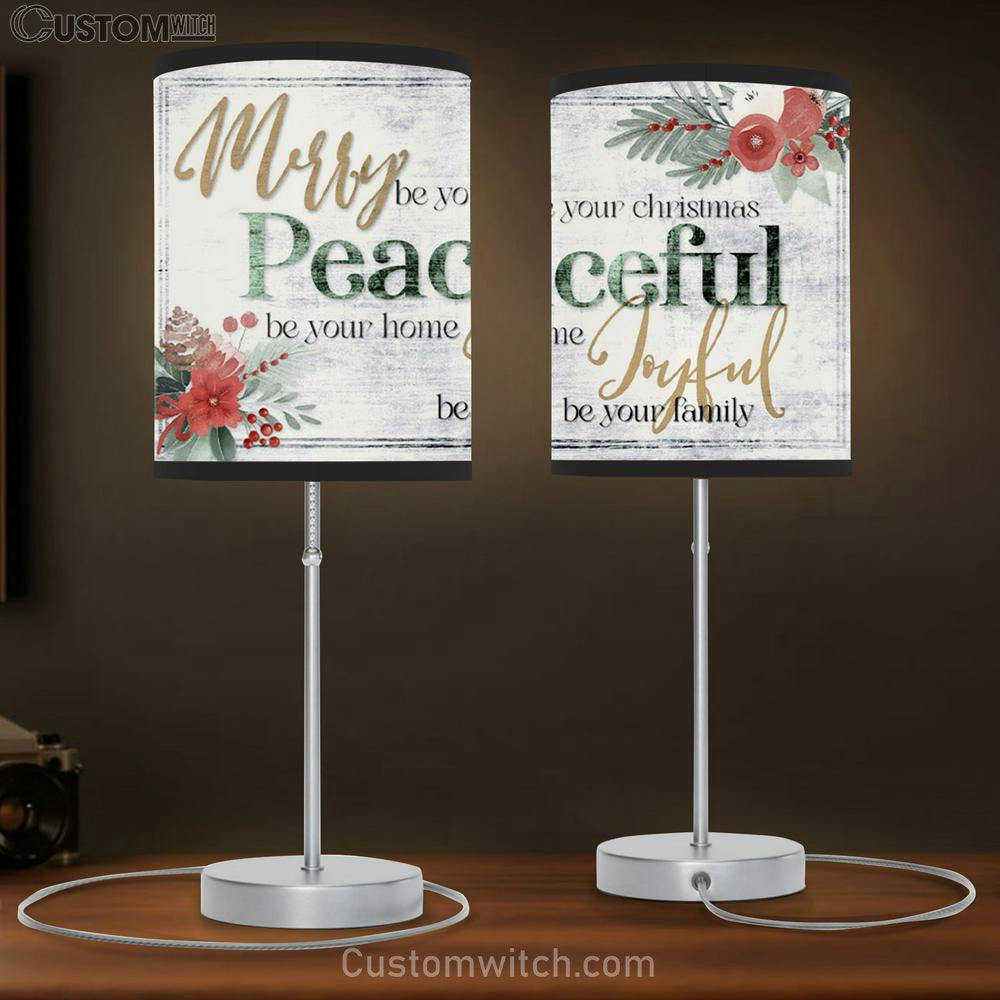 Merry Be Your Christmas Peaceful Be Your Home Table Lamp Gift - Christian Bedroom Decor
