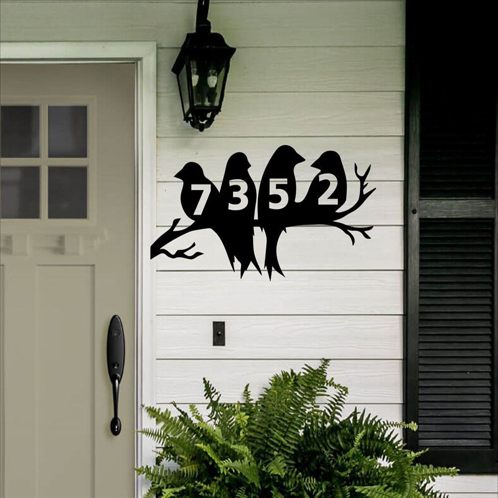 Metal Address Sign, Birds On A Branch Sign Address Sign Metal Steel Custom Address Sign