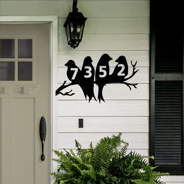 Metal Address Sign, Birds On A Branch Sign Address Sign Metal Steel Custom Address Sign