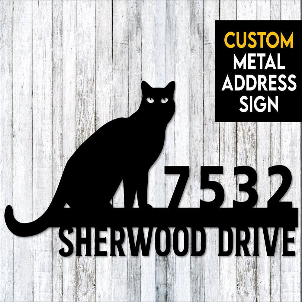 Metal Address Sign, Cat Metal Address Sign, Custom Address Sign, Cat Lover Gift