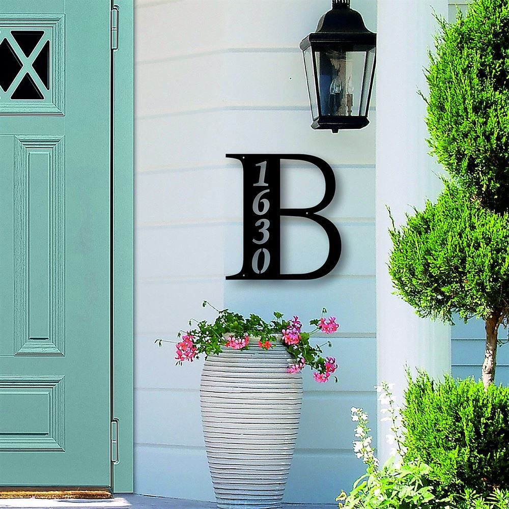 Metal Address Sign, Celtic Knot Vertical Outdoor House Number Metal Sign, 3 Digit Black Address Plaque Custom Sign Outdoor Sign