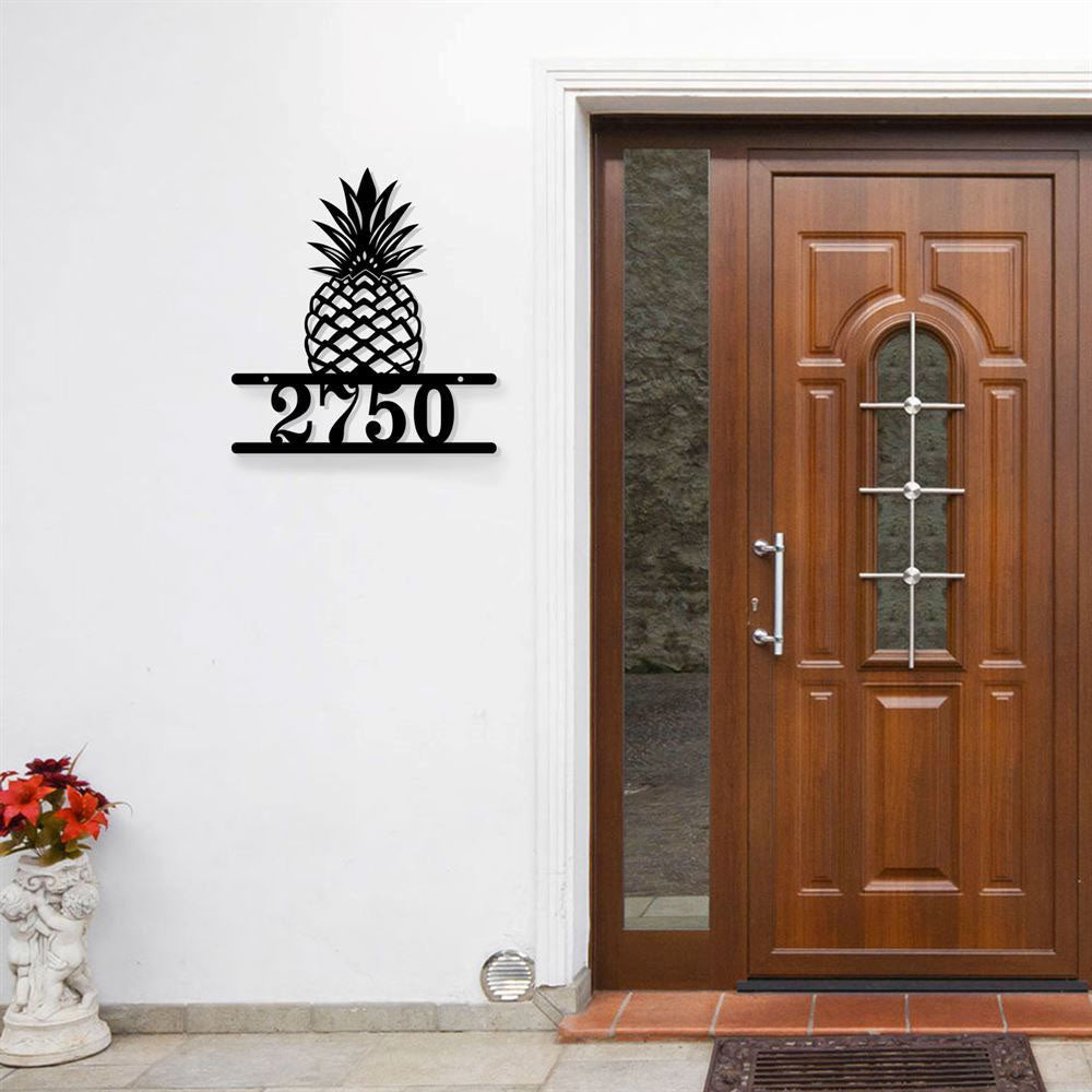 Metal Address Sign, Custom Metal Pineapple Address Sign Cut Metal Sign Metal Wall Art Metal House Sign