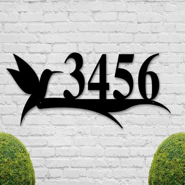Metal Address Sign, Custom Outdoor Address Metal Sign, Black Heron Cattails House Number Address Sign Custom Sign Metal Sign