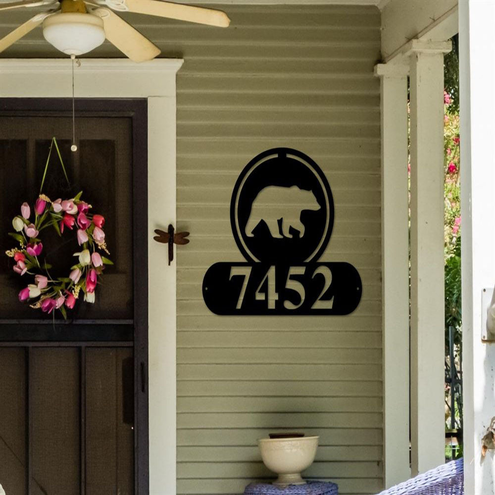 Metal Address Sign, Custom Outdoor House Number Address Metal Sign, Black House Sign Art Deco Outdoor Sign Metal Wall Art